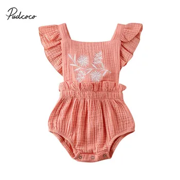 

Pudcoco Newborn Floral Bodysuit Infant Baby Girl Clothes Kids Cotton One Piece Short Sleeve Sleepwear Backless Jumpsuit Outfits
