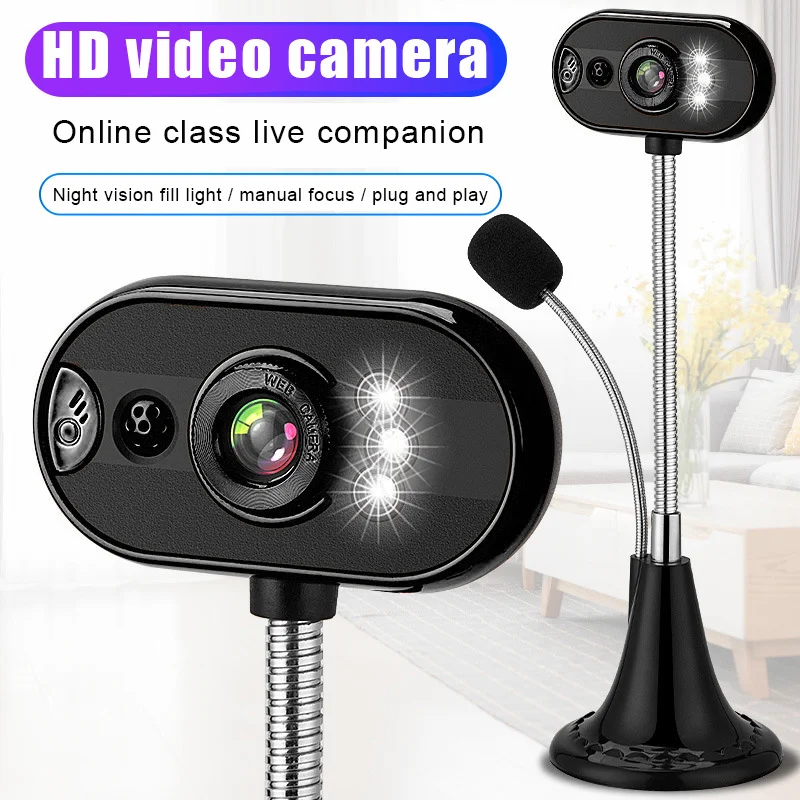 

USB HD Webcam Camera with Mic Night Vision for Desktop Computer PC Laptop Home Office AS99