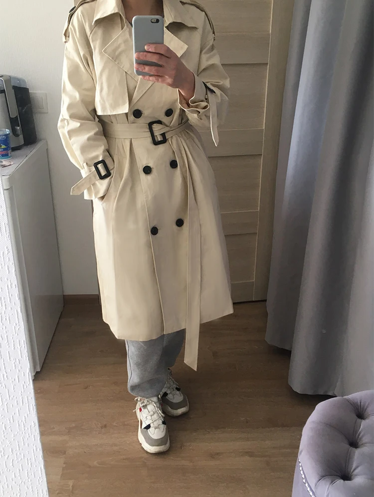 2022 Spring Autumn Russia Fashion Brand Women Long 100% Cotton Trench Coat Large Size Belted Raincoat Windbreaker Manteau Femme long puffer jacket