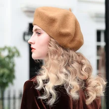 

100% Pure Wool Beret Hat Women Felt Beret British Style Fashion Girls Beret Hat Lady Solid Color Slouchy Winter Hats Female