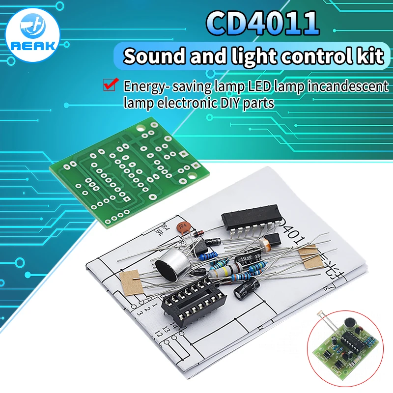 Energy Saving Lamp LED Light Incandescent CD4011 Sound and Control Switch Kit DIY Voice Parts Module | Электронные компоненты и