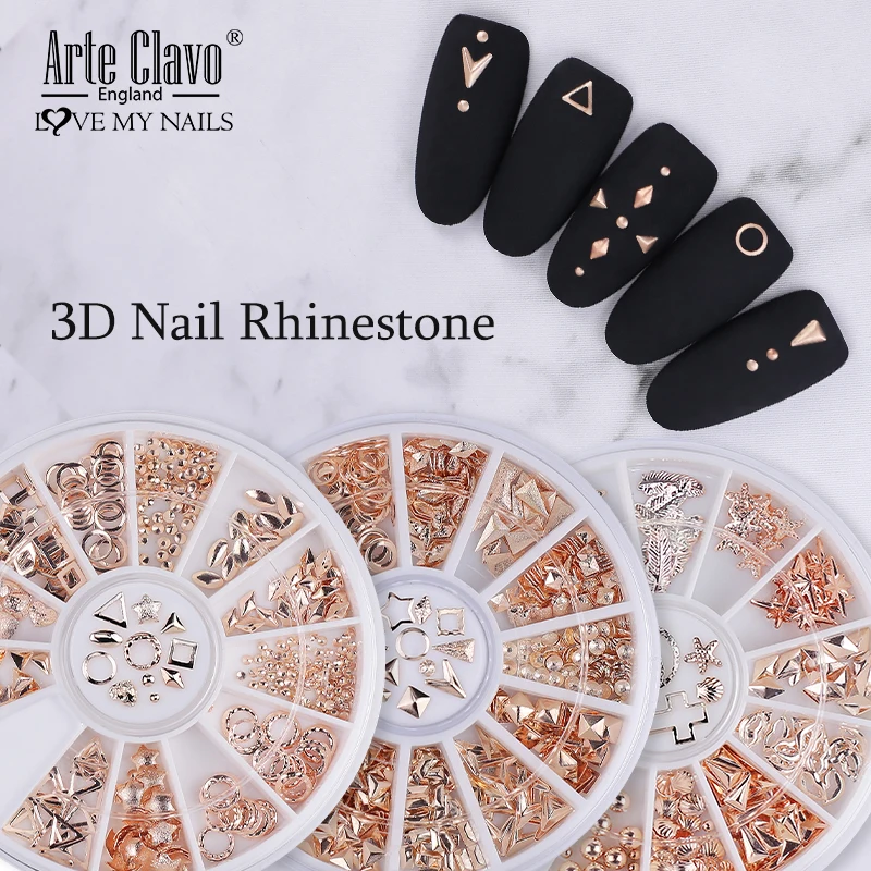 

Arte Clavo Nail Rhinestone Glitter Metal Nail Art 3D Decoration Silver Rose Gold Crystals Accessories Manicure Nail Decoration