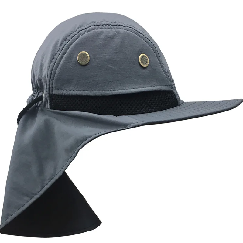 Новые повседневные женские мужские Легионер шляпа защита шеи солнцезащитные очки для рыбалки со шнуровкой Твердые взрослые солнцезащитные шапки - Цвет: Серый