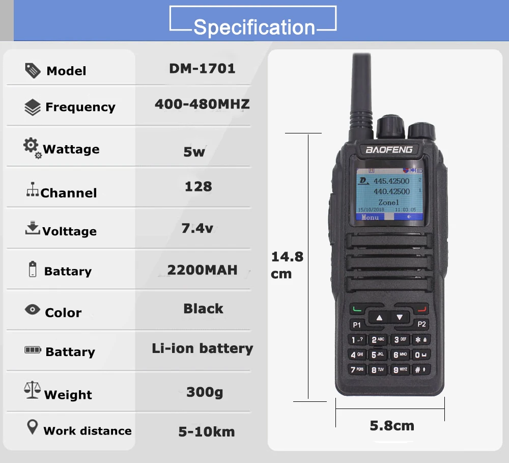 Baofeng цифровой DM-1701 Walkie Talkie Tier II DMR Ham любительская радиостанция HF трансивер цифровой двухдиапазонный двухсторонний CB радио