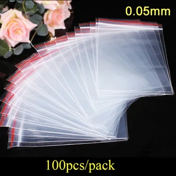 

100pcs/pack Clear Reclosable Ziplock Jewelry Zip With Lock Bag Plastic Self Adhesive Zipper Bag PE Pouch Poly Clear Bags