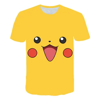 

2019 New Cartoon kids T shirts Pokemon Detective Pikachu 3D Printed Children T-shirt Summer Short Sleeve T shirt Asian size