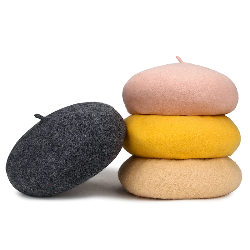 

Yo-Young Lady Berets Hat Painter Style Hat Women Wool Vintage Berets Solid Color Caps Female Bonnet Warm Walking Caps 58cm