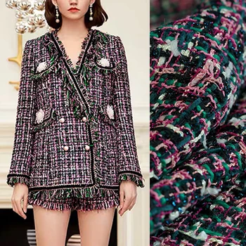 

145CM Wide 400G/M Weight Colorful Knitted Tweed Polyester Acrylic Fabric for Autumn Spring Dress Jacket E1221