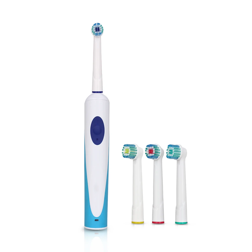 AZDENT перезаряжаемая электрическая вращающаяся зубная щетка IPX7 Водонепроницаемая ультразвуковая 4 цветная зубная щетка 4 мягкие сменные насадки CE - Цвет: Синий