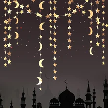 

4M Gold Star Moon Garland Hanging Stars Streamers Banner Backdrop for Twinkle Little Star Birthday Party EID Ramadan Decorations