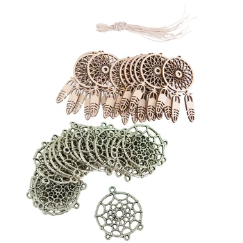 

30 Pieces Indians Alloy Pendant Jewelry Findings Wood Dream Catcher String Hanging Home Decorations