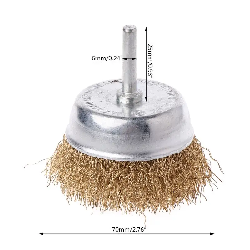 Head Diameter 70mm 1 шт. Миска, проволочная щетка, 6 мм Диаметр хвостовика, плоская стальная проволока, колесо, электрическая дрель, шлифовальная мельница, полировочное колесо, инструмент для деревообработки, мощность T - Цвет: Head Diameter 70mm