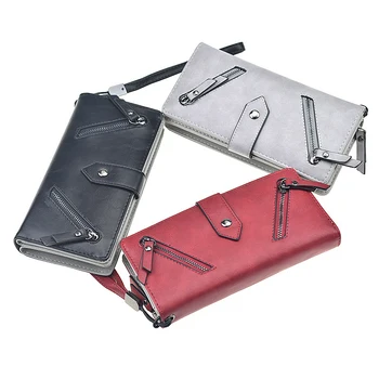 

Ladies Wallet Long Zipper Phone Clutch Bag PU Leather Credit Card Wallet Casual Coin Purse Wristlets Women Solid Cards Money Bag