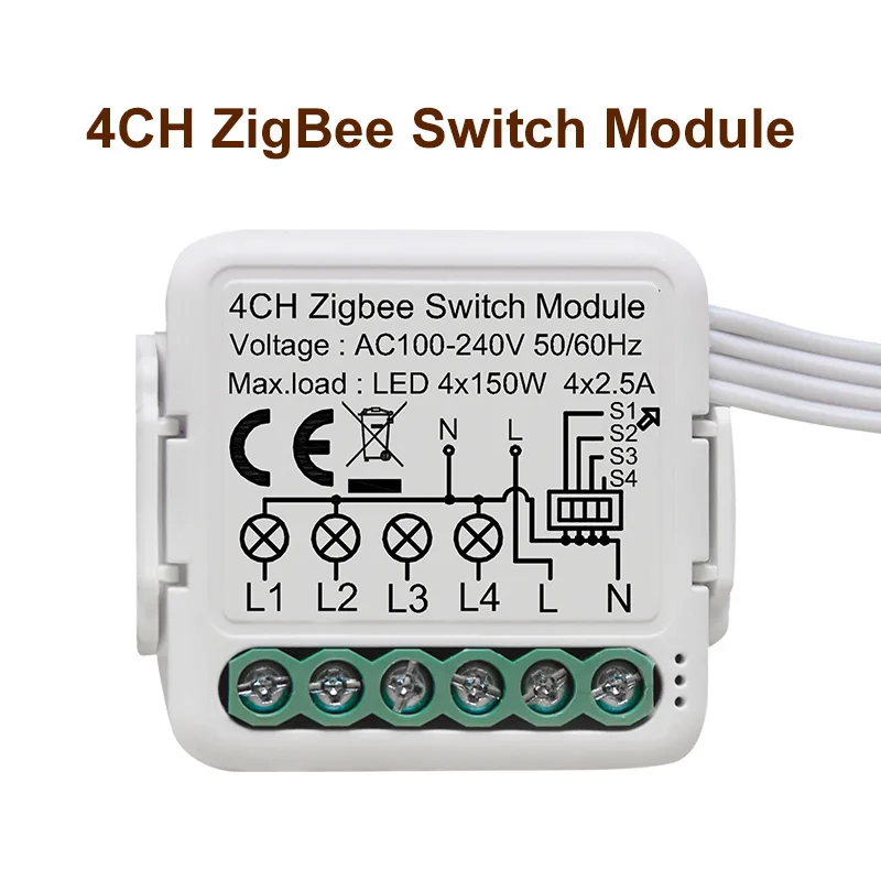 GIRIER Tuya ZigBee 3.0 Switch Module 10A Smart Home DIY Breaker 1 2 3 4 Gang Supports 2 Way Control Works with Alexa Google Home 