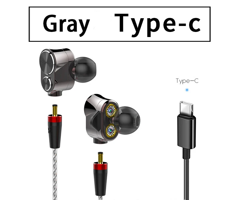 Оригинальные 6 штук наушники с уравновешенным якорем 3 динамические динамики HIFI бас fone de ouvido auriculares Съемная Спортивная гарнитура - Цвет: gray type C mic