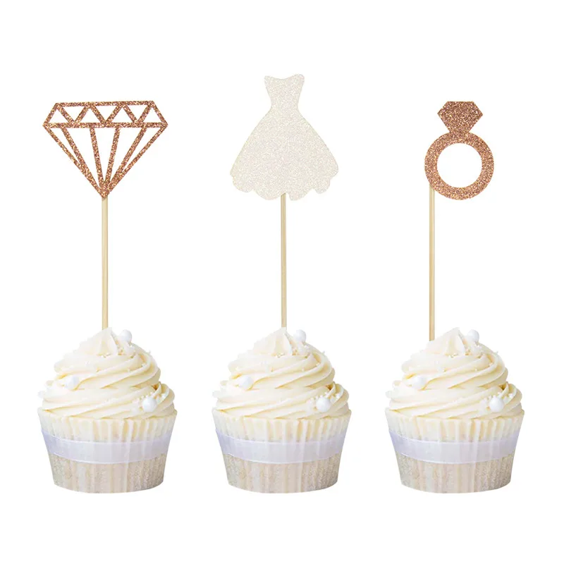 12pcs Cakelove 12 шт. АЛМАЗНОЕ КОЛЬЦО свадебная корона украшения для капкейков невесты, чтобы быть торт Топпер для свадьбы свадебный душ декор для вечеринки в честь Дня Рождения - Цвет: 12pcs