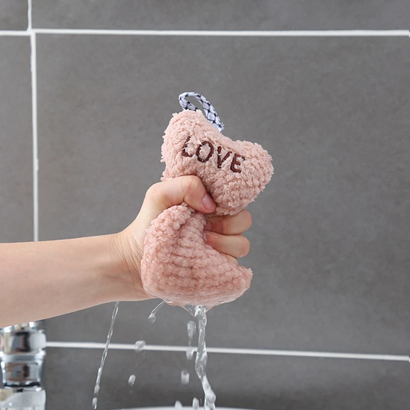 1pcs 30*30cm Solid Color Fiber Soft Face Towel Cotton Hair Hand Bathroom Towels With Heart Hand Towel For Kitchen