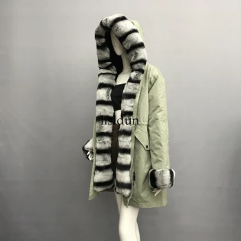 

2019 Real fur coat fox parkas winter jacket coat women parka big real raccoon fur collar natural fox fur liner long outerwear