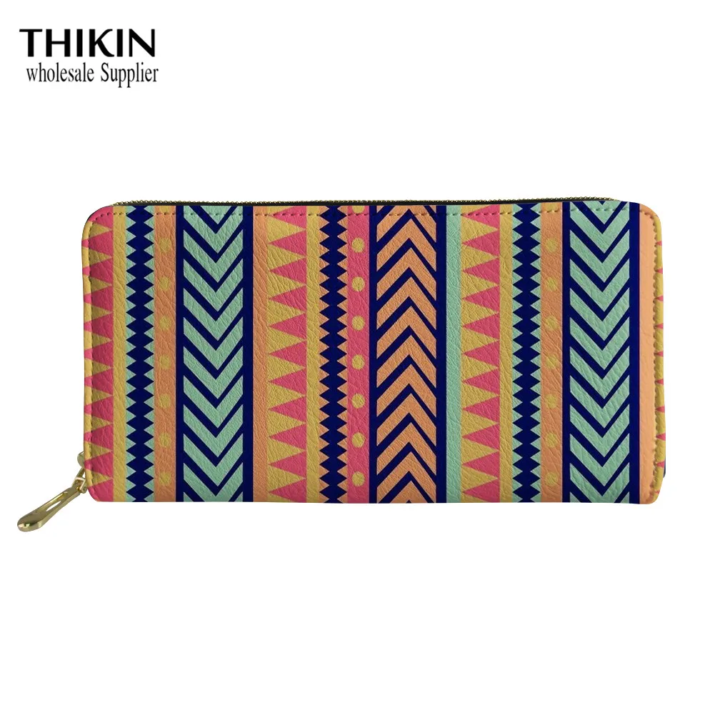as picture THIKIN Boho стильные длинные кошельки, женский держатель для карт и монет, карман для телефона, лотос, на молнии, вокруг кошелька, сумочка, клатч, кошелек на заказ - Цвет: as picture