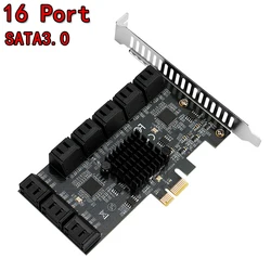 Carte d'extension SATA PCIE 1X, 10/16 Ports PCIE X1 X4 X8 X16 vers SATA 3.0, 6Gbps, carte d'extension de débit d'interface pour ordinateur de bureau 