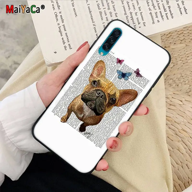 Book newspaper background Cute French Bulldog