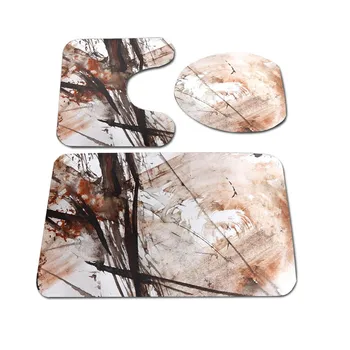 

3 Piece Creative Cartoon Bathroom Floor Carpet Toilet Lid Cover Non-Slip Bath Mat Carpet Toilet Foot Rug Set Home Decoration