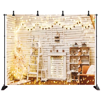 

Acejoker Merry Christmas Backdrop Fireplace Stage Lighting Christmas Gift Background Vinyl Photography Photo Porp