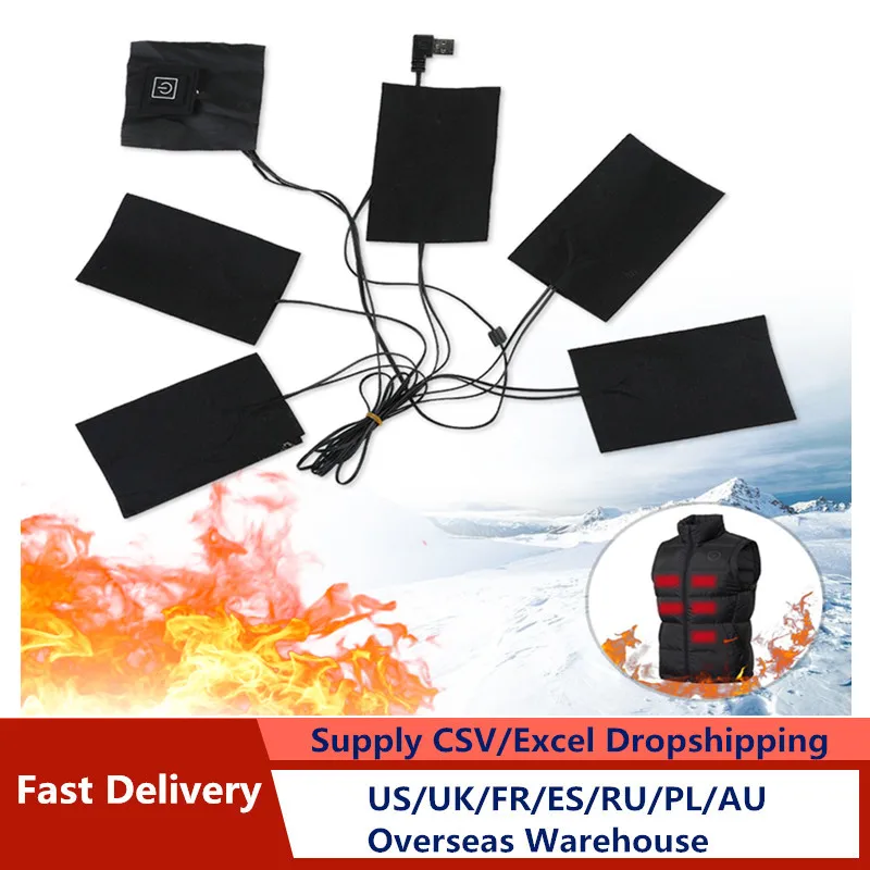 

1 Set USB Electric Heated Jacket Heating Pad 3 Heat Levels Outdoor Thermal Warm Winter Heating Vest Pads for DIY Heated Clothing