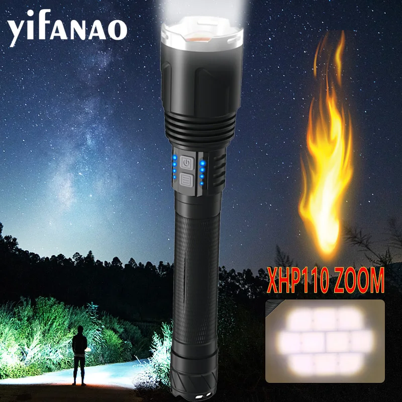

Most Powerful XHP110 Led Flashlight 3800lm Usb Rechargeable Zoom Torch lantern Waterproof Camping lamp by 26650 18650 battery