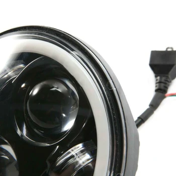 

5.75In Angel Eye DRL Motorcycle 5 3/4 LED Headlight Projector For Dyna Sportster XL1200 XL883 Auto LED Chrome Round Headlamp