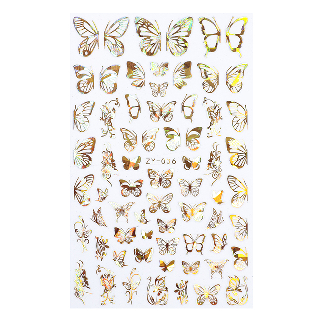 Craft Sticker 3D Nail Art Sticker Ultra-thin Butterfly Nail Art Decoration Sticker Holographic Laser Butterfly Nail Decals