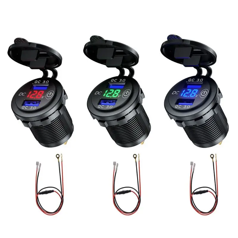 Автомобильное зарядное устройство 12 В 24 QC 3 0 с двумя usb портами водонепроницаемое