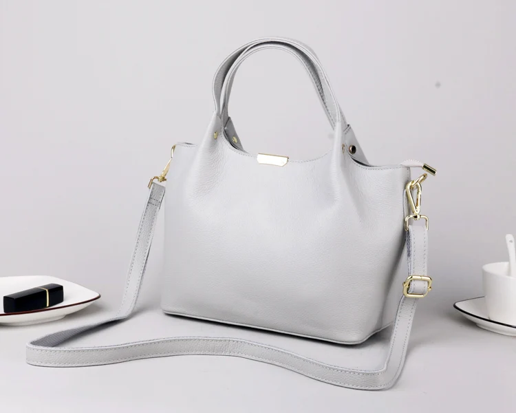 bolsa de cubo cuero genuino mujer, повседневная сумка-тоут с короткими ручками, кошелек, сумка