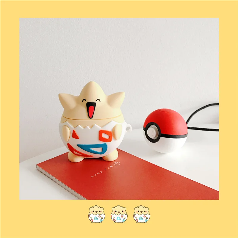 

Bluetooth Earphone Case for Airpods Cute Silicone Protective Cover for Airpods 2 Accessories Keychain Stereoscopic Charmander