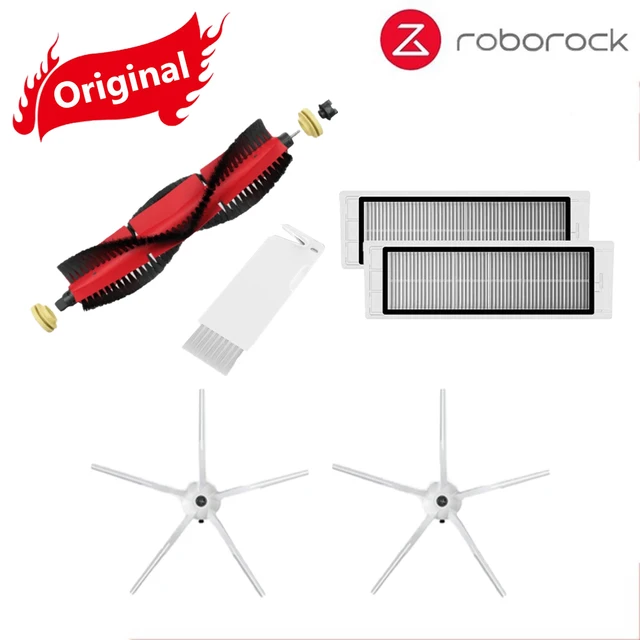Original Roborock S5 Max / E4 / E5 / S45 Max / S6 MaxV Detachable Main Brush Silicon Side Brush Washable Filter Accessories white Suit  3
