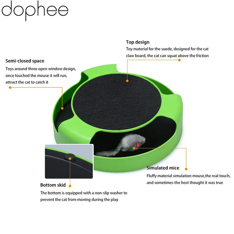 Dophee игрушка для домашней кошки интерактивная игрушка с вращающейся бегущей мышкой Когтеточка ловить мышку кота забавная интерактивная игрушка для укуса
