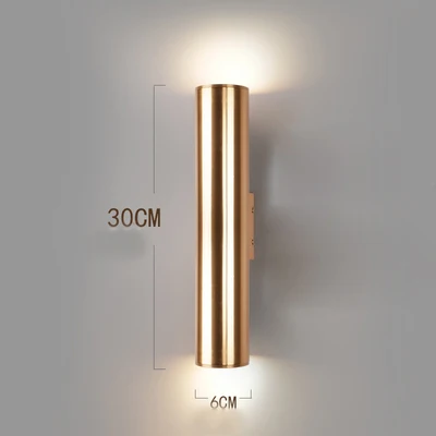 Dia6 x H30cm 3W Customized Simple Modern Wall Sconce Lamp Creative Personality Bedroom Bedside Round Aluminum Luxury Champagne Gold Wall Light - Цвет абажура: Dia6 x H30cm 3W