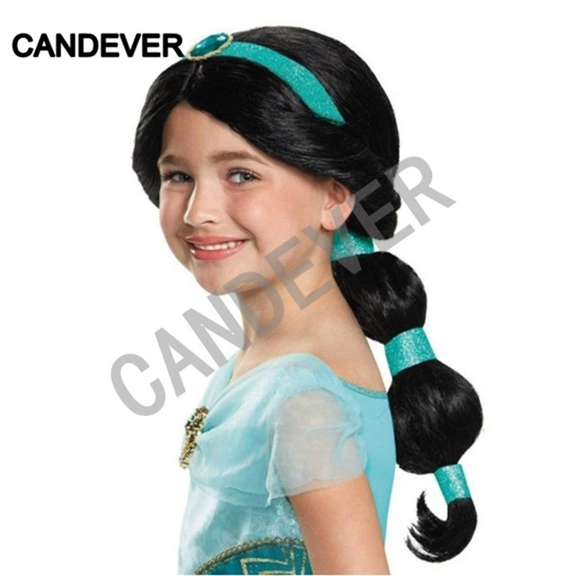 Высокое качество Дети Аладдин костюм принцессы жасмин Хэллоуин девушка танец живота Необычные наряды парик карнавальный костюм наборы детей - Цвет: Only Wig