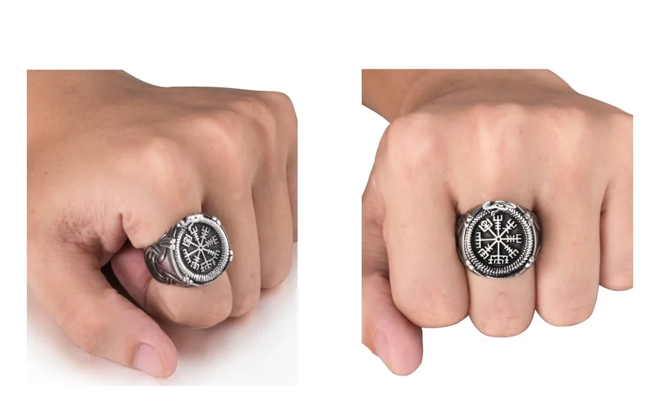 Elfasio Viking Valknut пиратский компас Norse скандинавский текстовый символ мужское кольцо из нержавеющей стали Винтажные Ювелирные Изделия