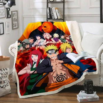 

Anime Naruto Funny character Blanket 3D print Sherpa Blanket on Bed Home Textiles Dreamlike style 09