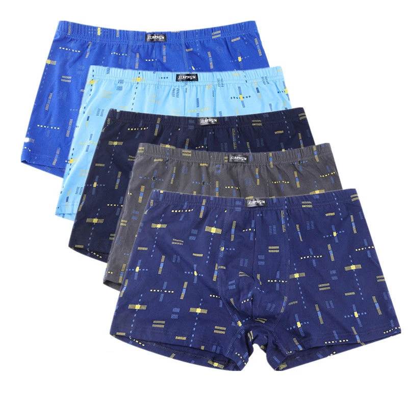 

4pcs Men Boxer Underwear Cueca Male Panties Cotton Soft Fashion Men Plus Size Breathable Underpants Printed Personality Shorts