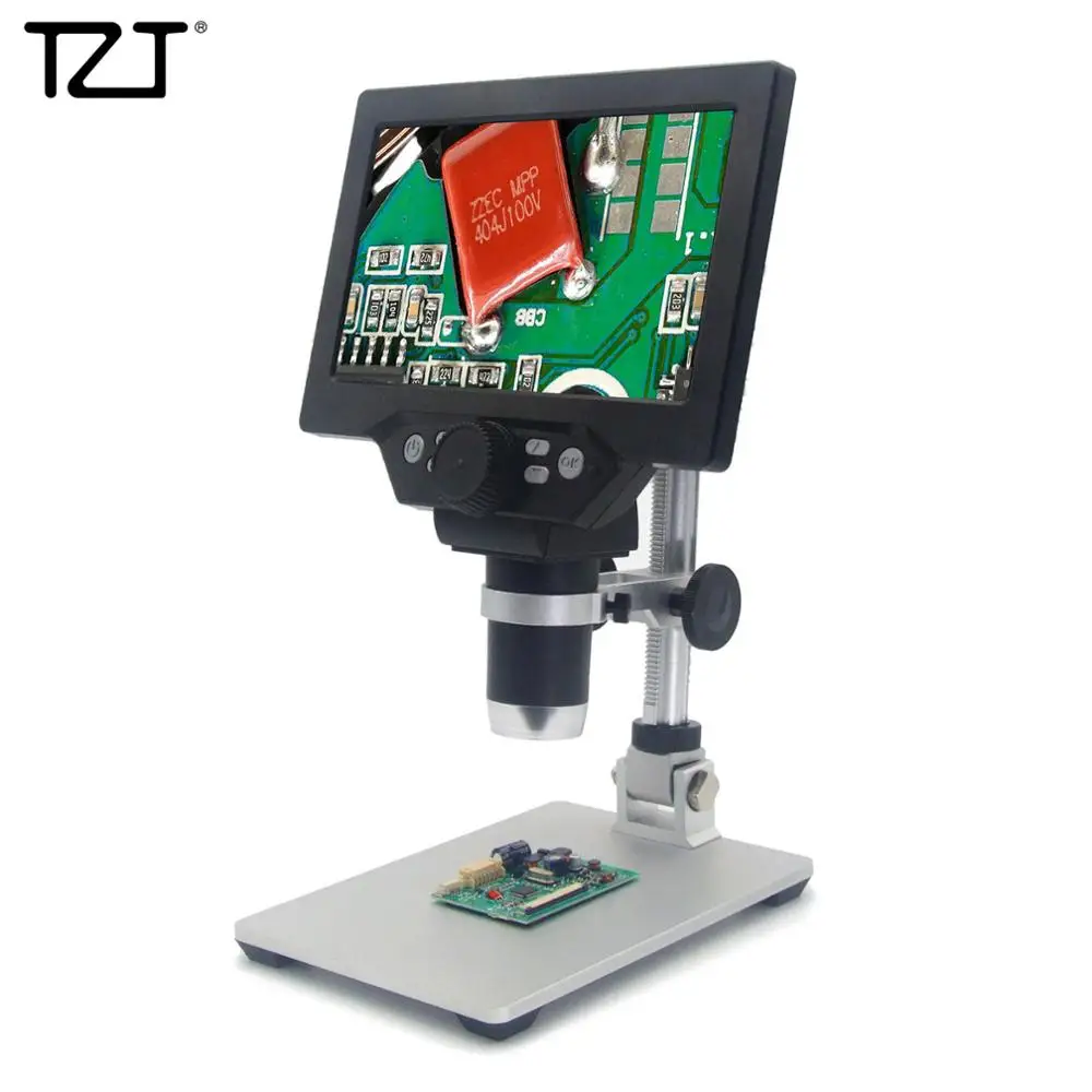Цифровой микроскоп TZT 12 МП 1200x1080FHD 7 дюймовый ЖК дисплей регулируемый угол 8