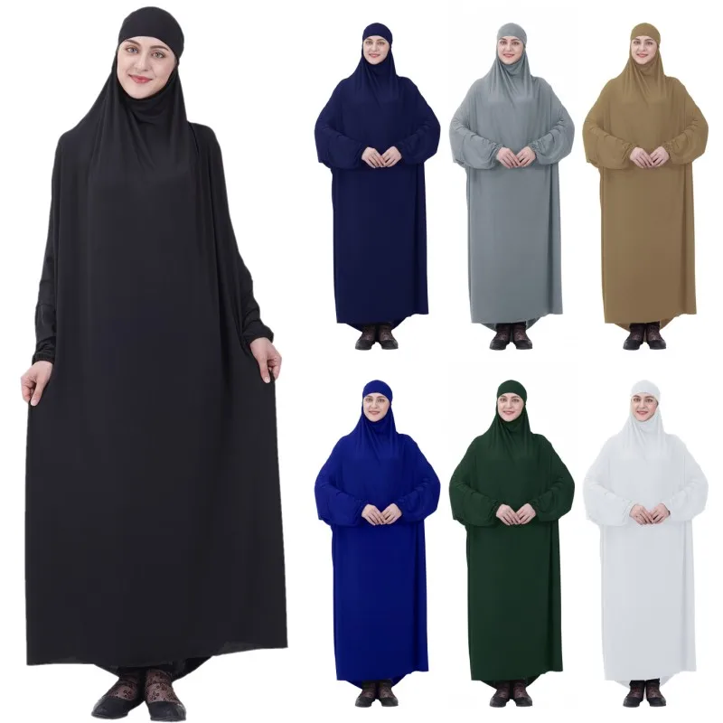 

Dromiya Women Muslim Worship Lady Thobe Gown Hijab Prayer Bat Sleeve Middle East Robe Islamic Hood Abaya Praying Hijab Dress