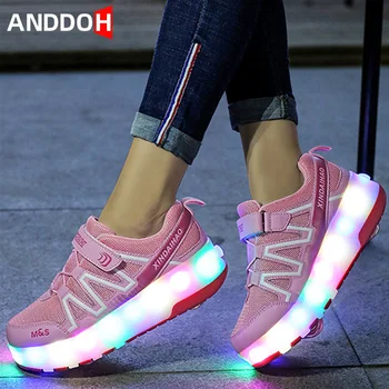

Size 28-42 Children USB Charging Glowing Casual Shoes Unisex Luminous Shoes with Double Wheels Led Light Single Wheels Sneakers