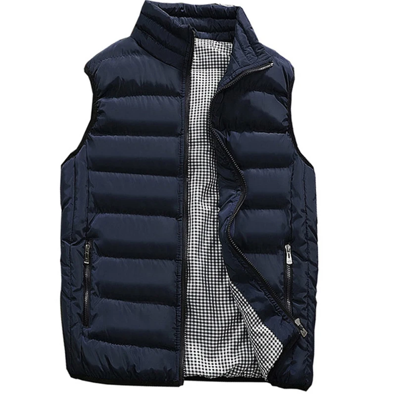 Goedkoop Casual Vest Mannen Herfst Winter Jassen Dikke Vesten Man Mouwloze Jassen Man Warme Katoen Gewatteerde Vest mannen gilet veste hommes