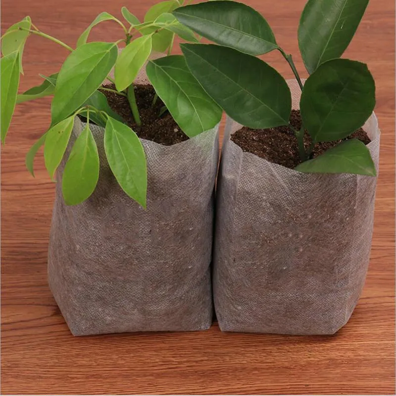 

100pcs Biodegradable Non-woven Nursery Bags Plant Grow Bags Fabric Seedling Pots Eco-Friendly Aeration Planting Garden Bags