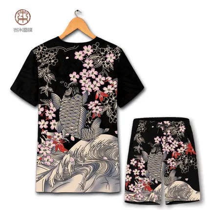 tshirt and shorts Креативная футболка с короткими рукавами с рисунком дракона летняя Новинка 2019New качественная мягкая удобная Роскошная Футболка мужская S-6XL - Цвет: tshirt and shorts