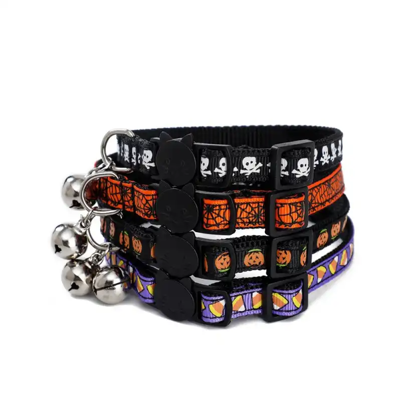 Nylon Adjustable Halloween Pumpkin Skull Themed Quick Release Dog Collar For Puppy Cats Dog Accessories Collars Aliexpress