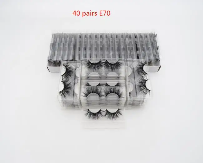 40pcs E70 Visofree 40 пар 25 мм ресницы 3D норковые ресницы с лотком без коробки норковые ресницы драматические объемные ресницы Толстые Накладные ресницы E80 - Цвет: 40pcs E70
