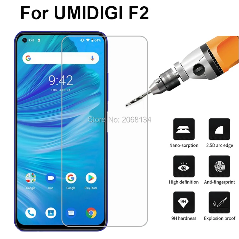 

Tempered Glass For UMI Umidigi F2 Glass Cover 9H Front Guard Mobile Phone Film For Umidigi F2 6.53" Glass Screen Protector
